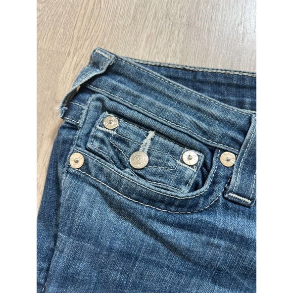 True Religion Swarovski Crystals Logo Leggings Blue Skinny Jeans Size 28 - Picture 5 of 9